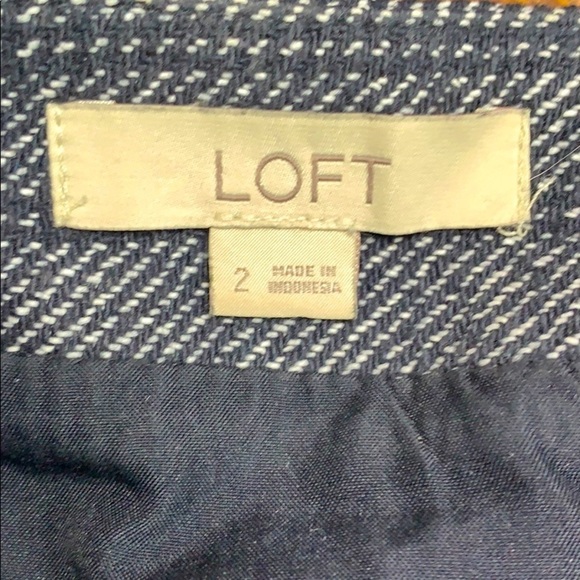 Loft 2 piece SET blazer + skirt twill navy striped fringe - Picture 6 of 16